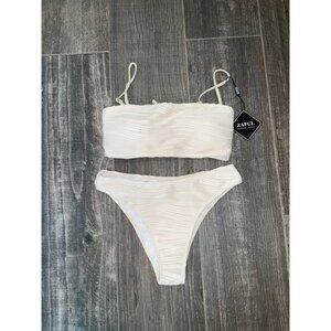 Zaful Forever Young Women's ivory  Ribbed Bikini Set